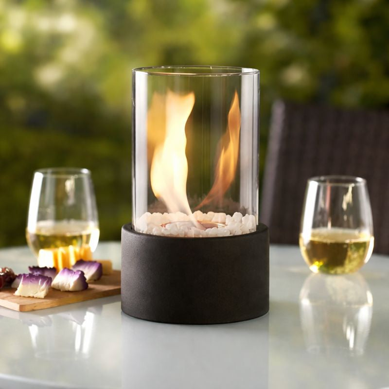 EmberLux | Ethanol Fire Table Lamp | Real Smoke-Free Flame Ambience | Modern Stable Tabletop Design | Indoor & Outdoor Cozy Decor