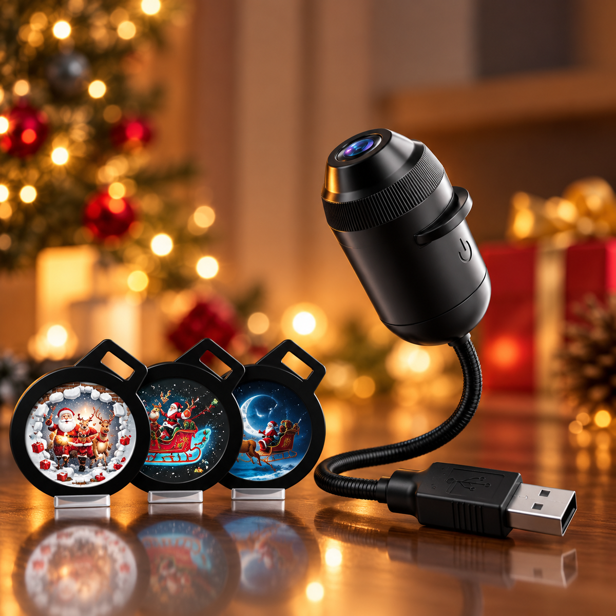 LumiFest - USB LED karácsonyi projektor lámpa ünnepi mintákkal