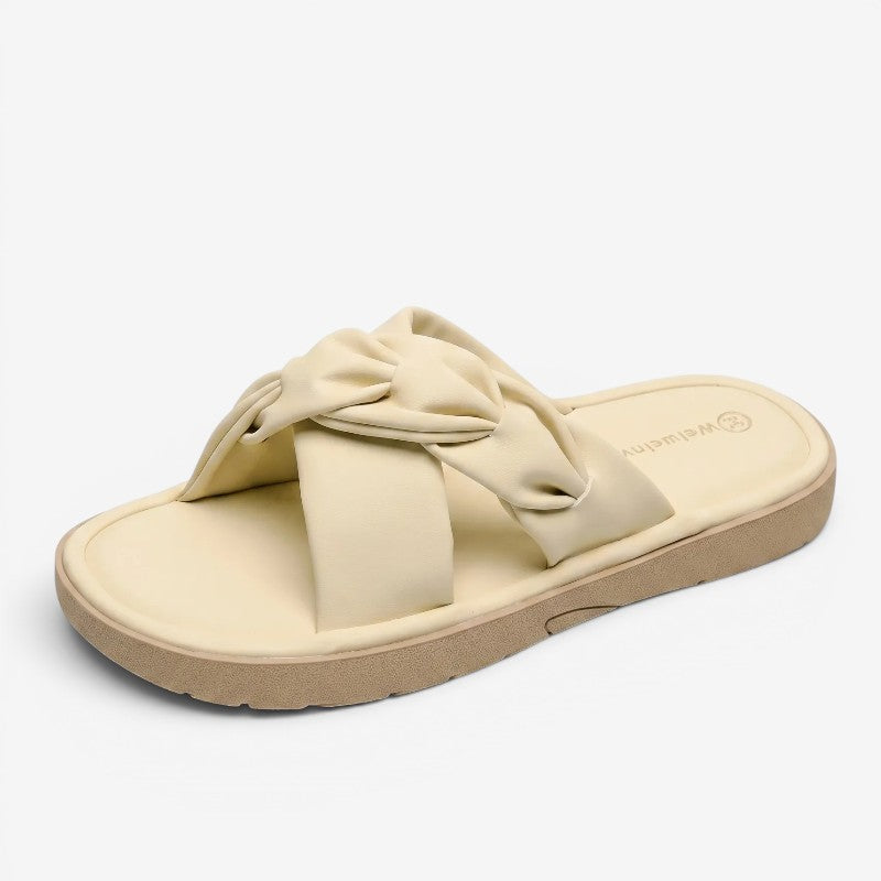 Women's Slip-On Slippers with Cross Straps