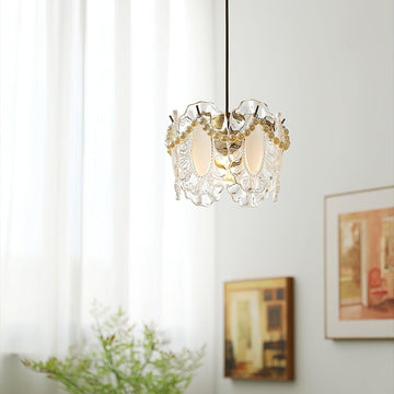 AuroraVintage - Vintage Pendant Light Floral Details with Timeless Charm | Warm Ambient Glow for Refined Atmosphere | Adjustable Suspension for Flexible Placement in Modern or Traditional Interiors