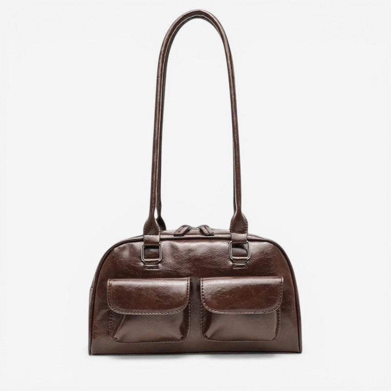 Multi Pocket Zip Leather Handbag