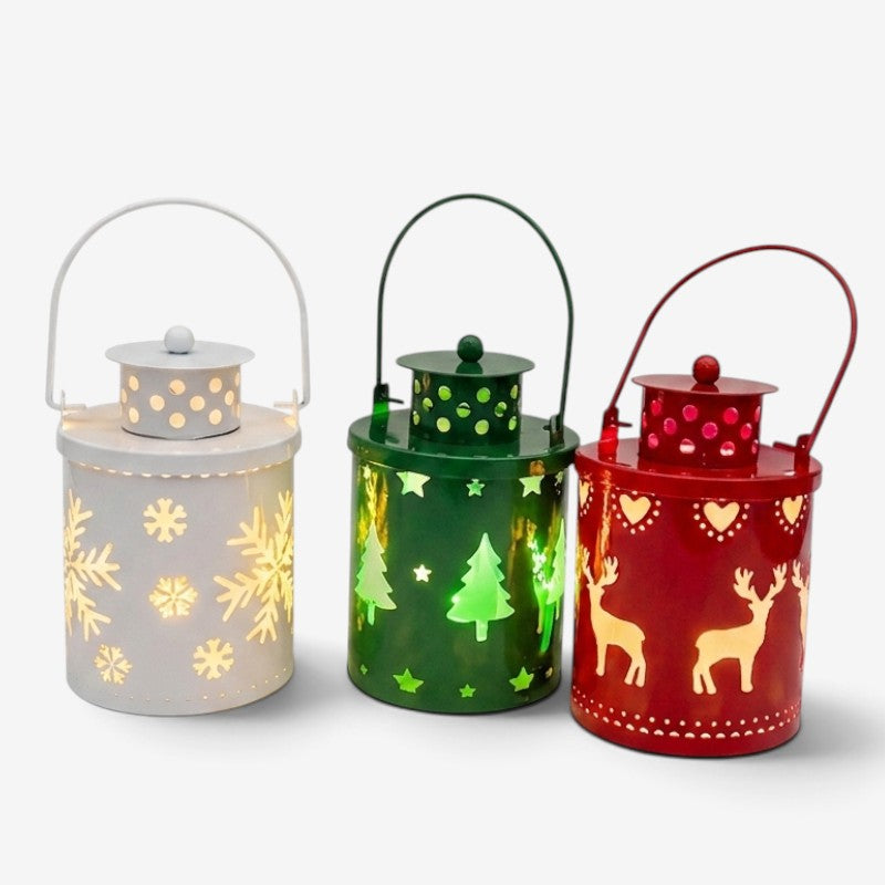 FestiveGlow - LED Lantern With Decorative Design And Flickering Light