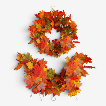 Vibrant Handmade Autumn Wreath with Leaves