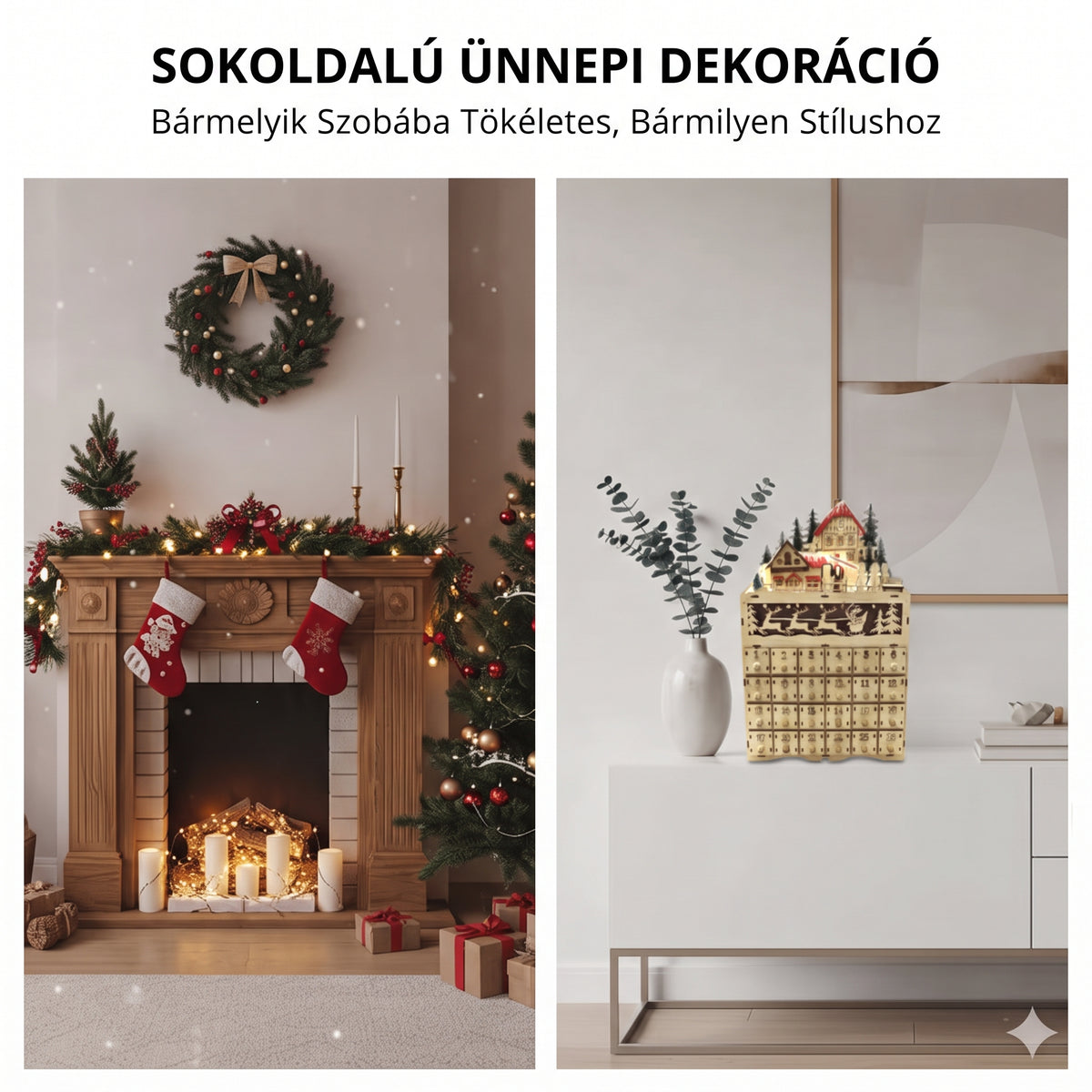 Noelwood - Adventi naptár fából rénszarvas motívummal