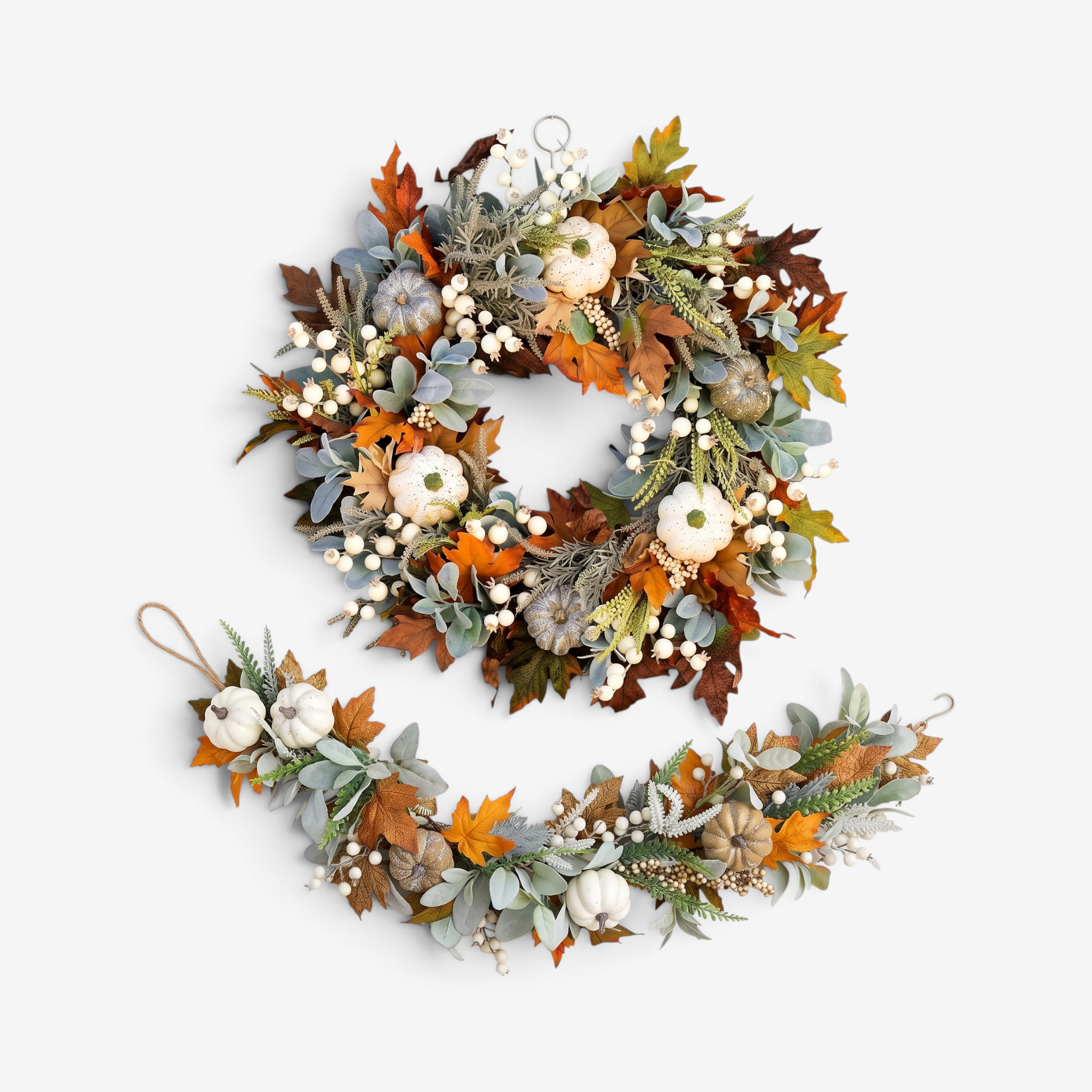 Vibrant Handmade Autumn Wreath with Leaves