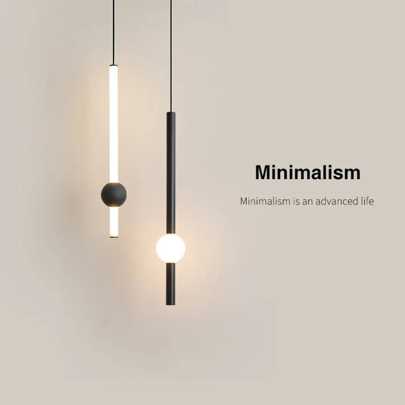 LumaSphere - Minimalist Pendant Light Slender Black Rod with Spherical Glass Globe | Soft Ambient Lighting with Adjustable Drop | Elegant Accent for Dining, Kitchen, or Hallway