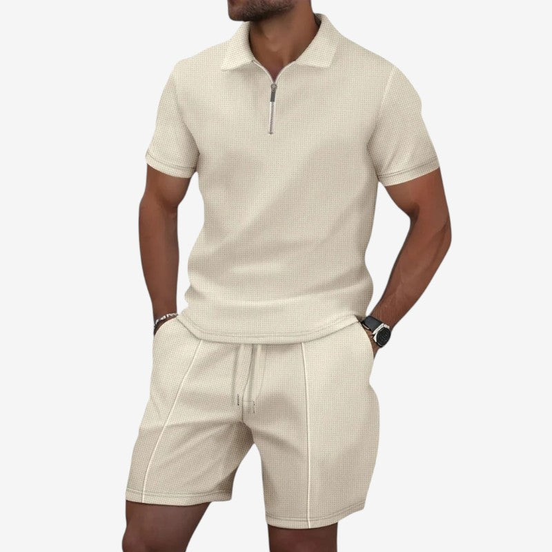 Men's Short Sleeve Polo and Shorts Matching Set