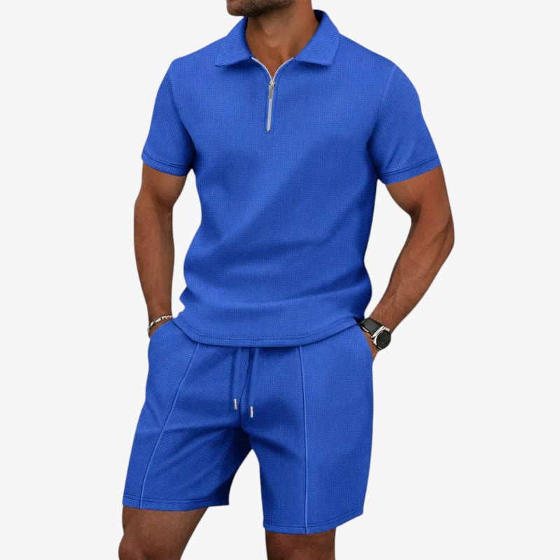 Men's Short Sleeve Polo and Shorts Matching Set