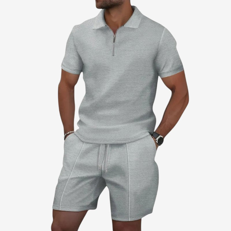 Men's Short Sleeve Polo and Shorts Matching Set