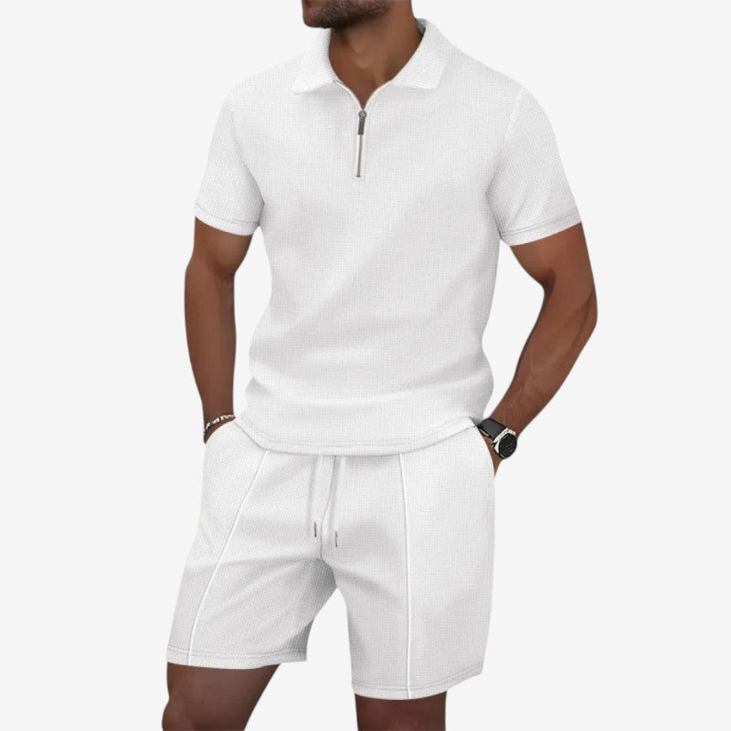 Men's Short Sleeve Polo and Shorts Matching Set