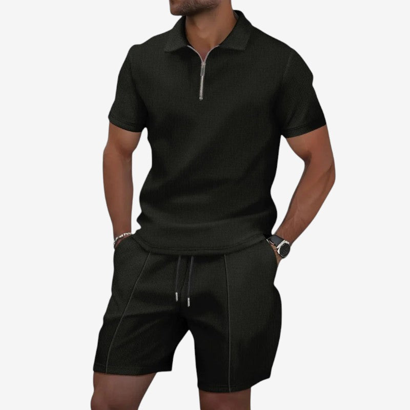 Men's Short Sleeve Polo and Shorts Matching Set