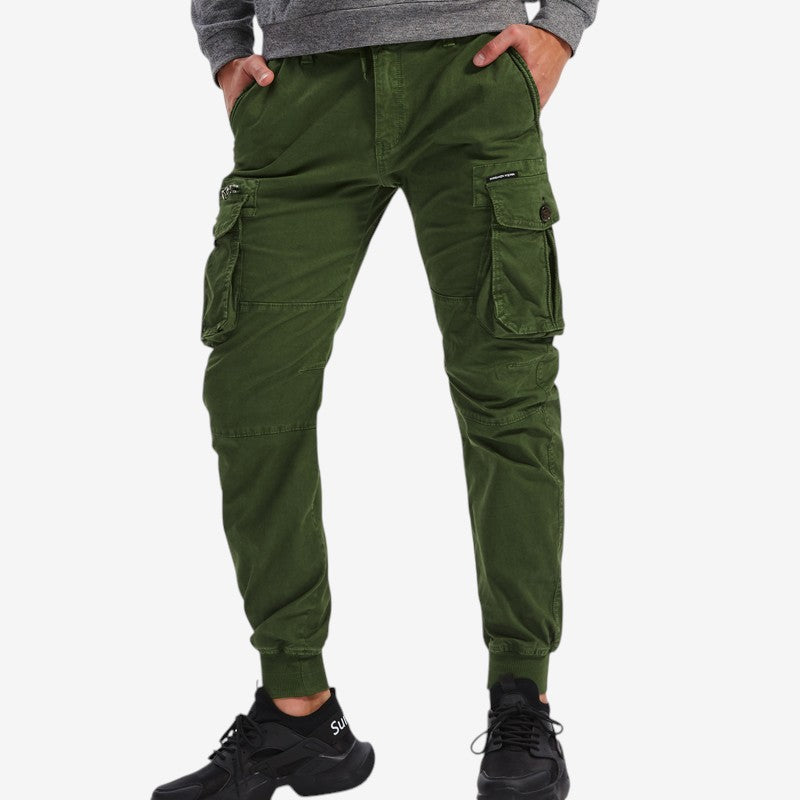 Men's Slim Fit Wide Leg Trousers with Drawstring Waist