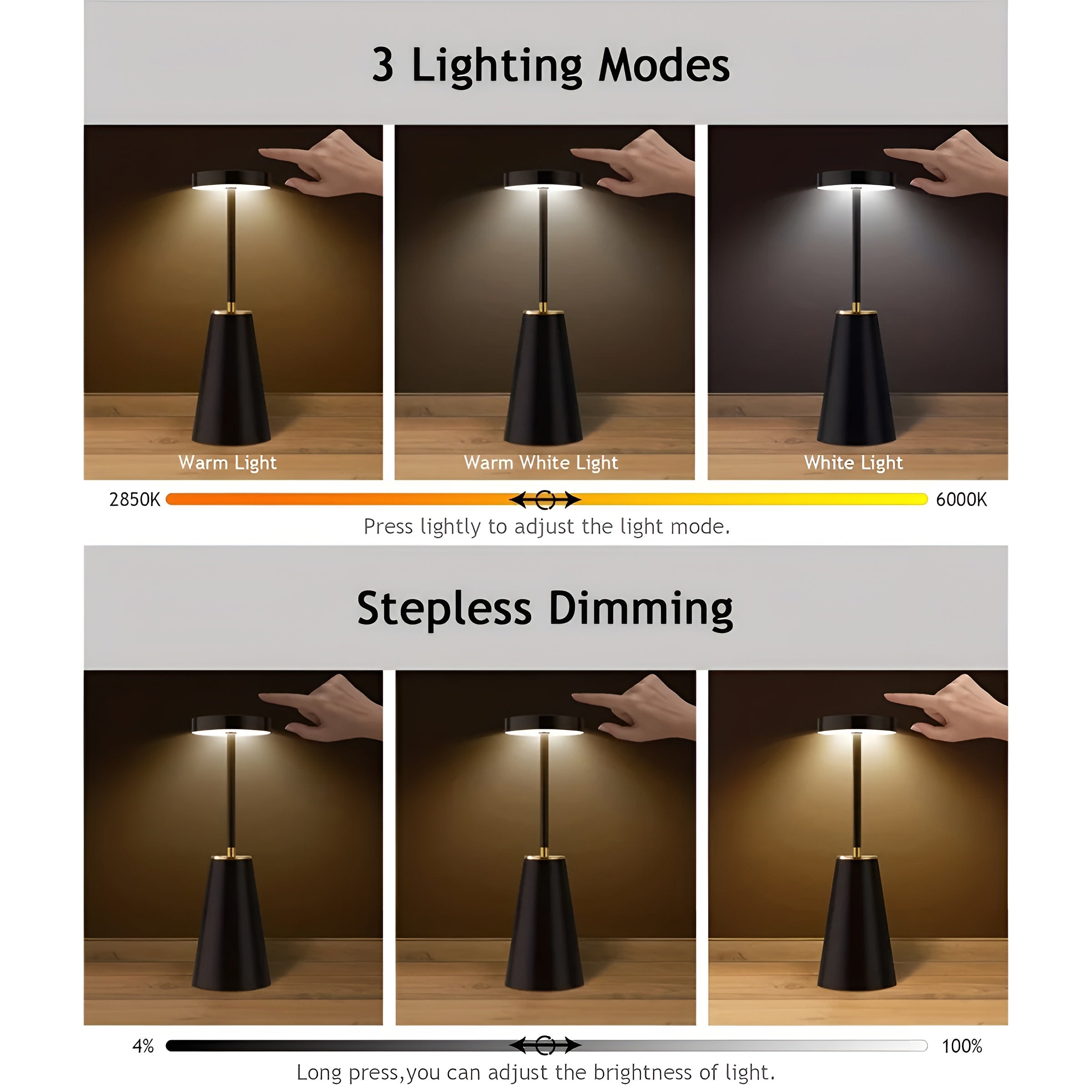 LumeAura - Modern Minimalist LED Desk Lamp Sleek Gold Accent with Chic Contemporary Design | Adjustable Brightness and Touch Control for Work, Study or Relaxation | Compact Space-Saving Lighting for Desk, Nightstand or Shelf
