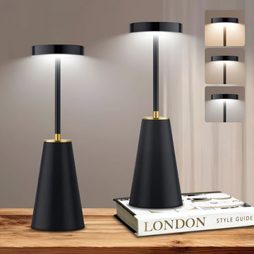 LumeAura - Modern Minimalist LED Desk Lamp Sleek Gold Accent with Chic Contemporary Design | Adjustable Brightness and Touch Control for Work, Study or Relaxation | Compact Space-Saving Lighting for Desk, Nightstand or Shelf