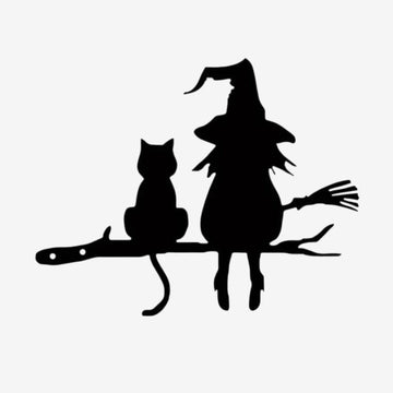 Witch and Cat Garden Silhouette Decor