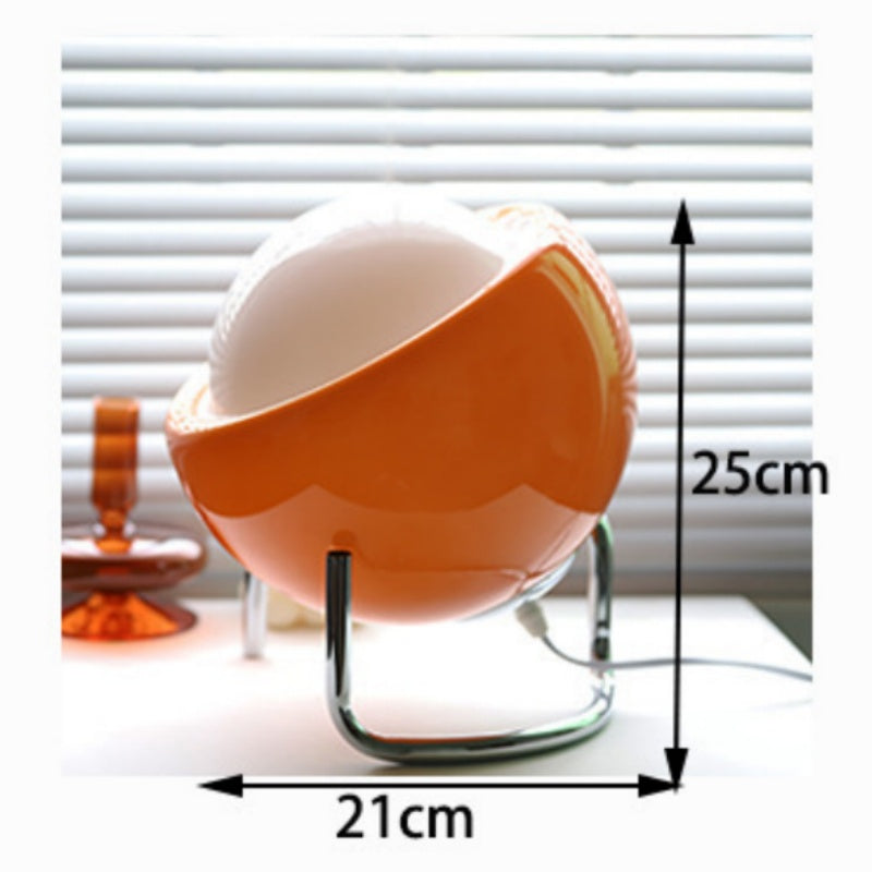 LumoOrb - Mid-Century Modern Table Lamp Orange Sphere Shade with Chrome Base | Soft Warm Ambient Glow for Cozy Retro Vibe | Statement Accent for Reading Nook, Desk, or Living Space