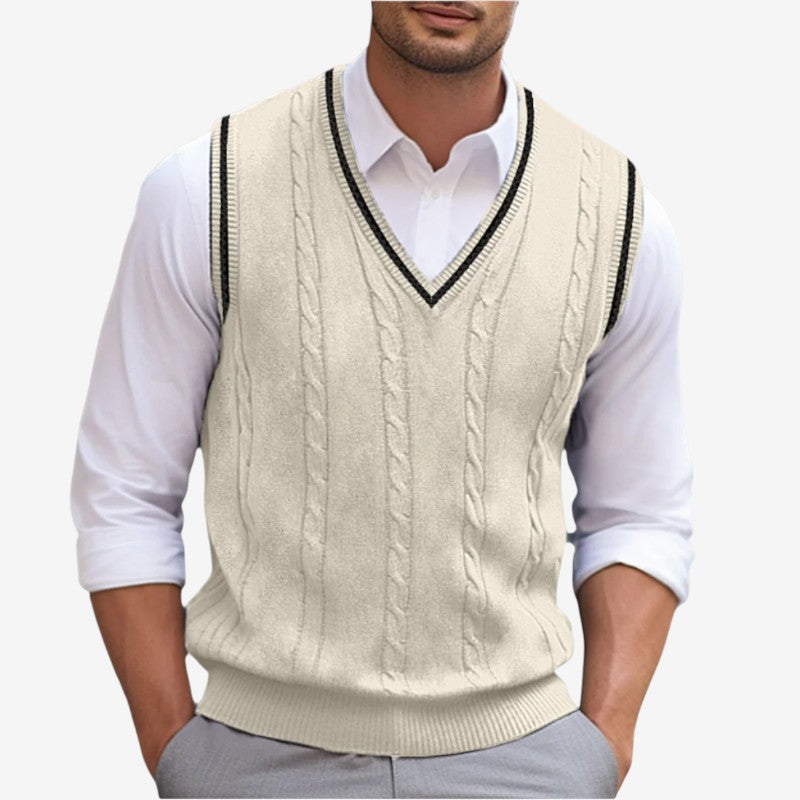 Men's Ribbed V Neck Sleeveless Vest with Tailored Fit