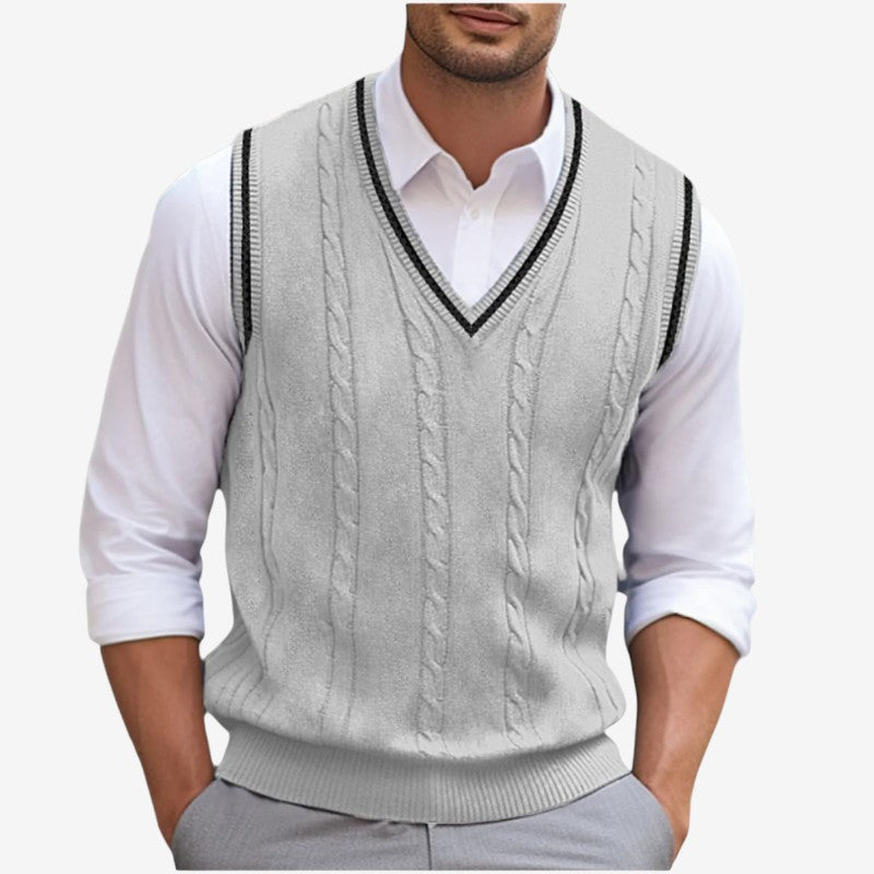 Men's Ribbed V Neck Sleeveless Vest with Tailored Fit