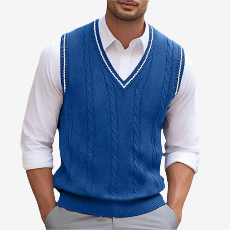 Men's Ribbed V Neck Sleeveless Vest with Tailored Fit