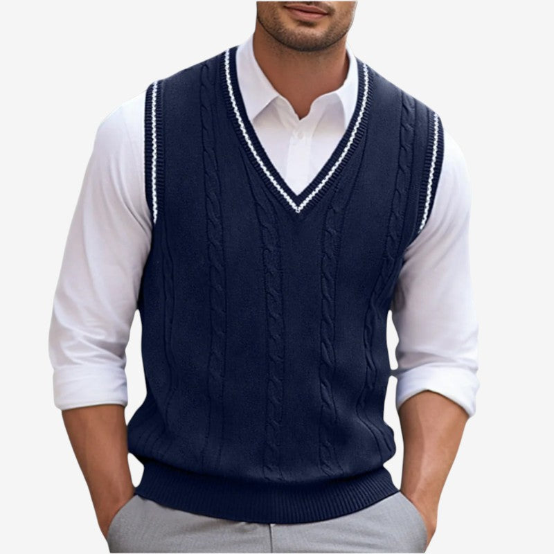 Men's Ribbed V Neck Sleeveless Vest with Tailored Fit