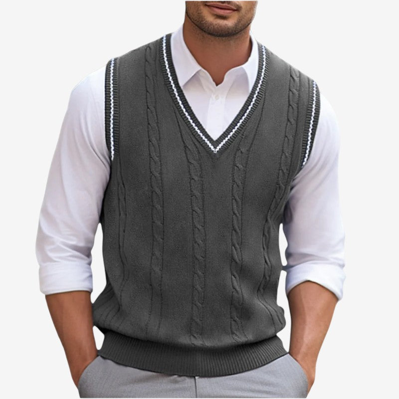 Men's Ribbed V Neck Sleeveless Vest with Tailored Fit
