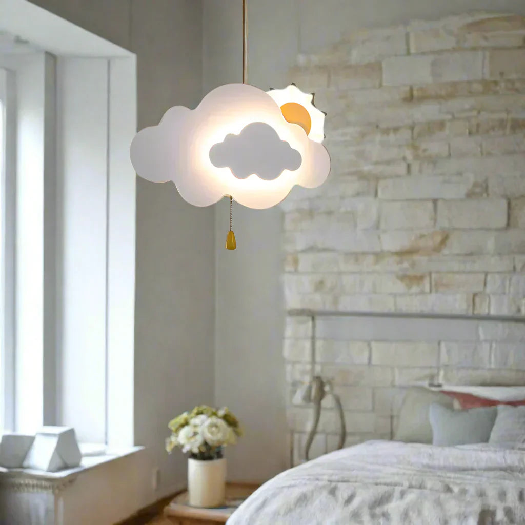 SolSky - Wall Lamp Cloud-Shaped Design with Sun Motif | Soft Warm LED Glow for Cozy and Safe Children's Room | Imaginative Night Light or Decorative Accent for Playroom or Nursery