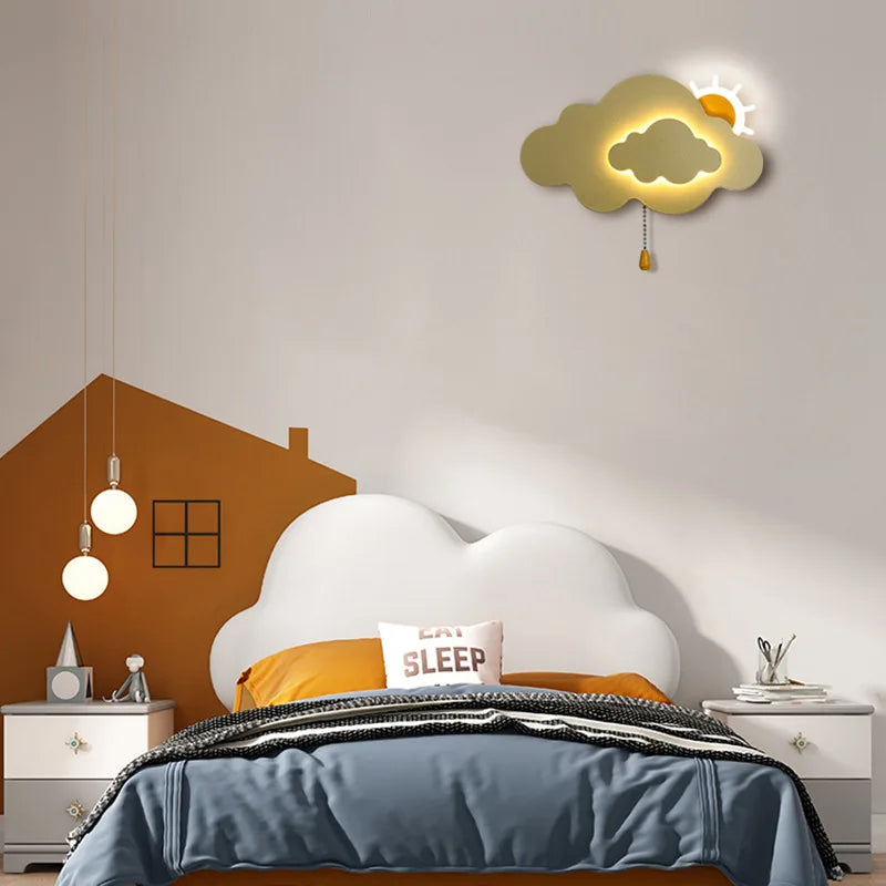 SolSky - Wall Lamp Cloud-Shaped Design with Sun Motif | Soft Warm LED Glow for Cozy and Safe Children's Room | Imaginative Night Light or Decorative Accent for Playroom or Nursery