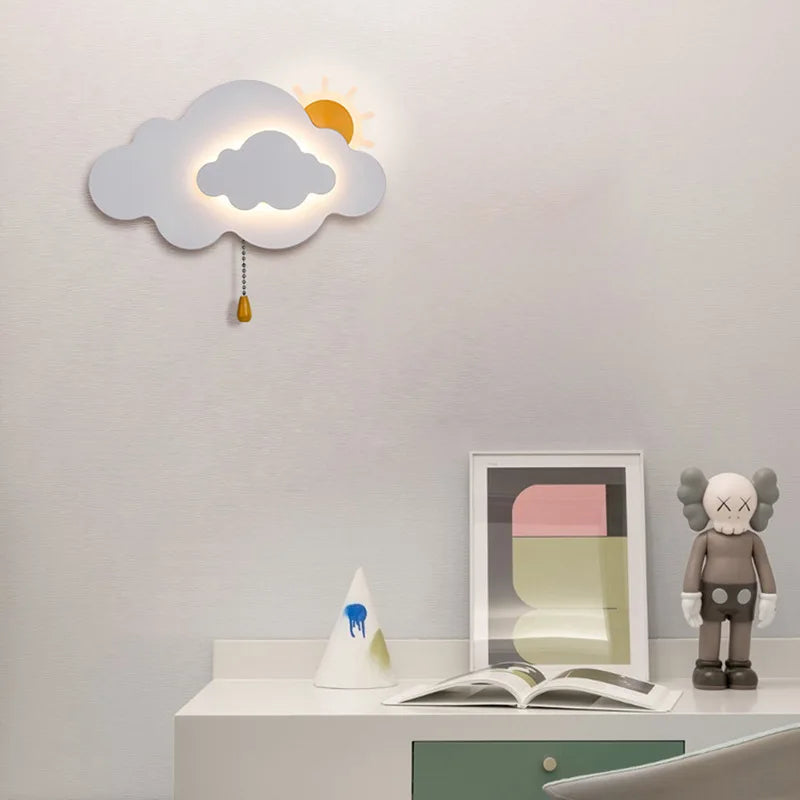 SolSky - Wall Lamp Cloud-Shaped Design with Sun Motif | Soft Warm LED Glow for Cozy and Safe Children's Room | Imaginative Night Light or Decorative Accent for Playroom or Nursery