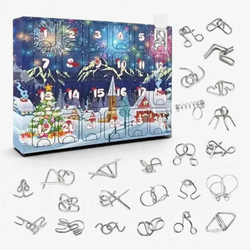 Puzzlora - Adventi naptár 24 fém és fa kirakóval