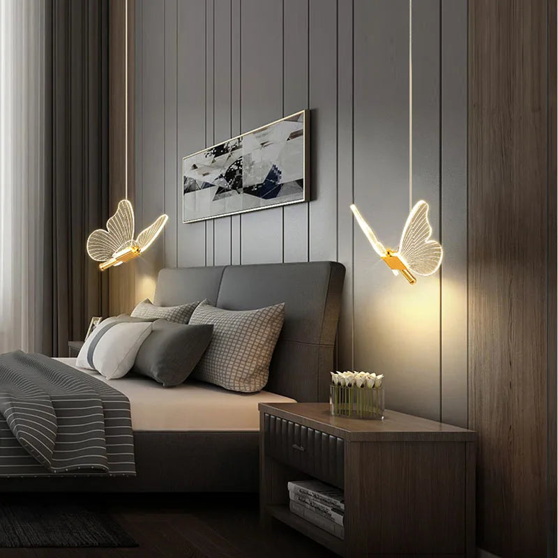 LumiFly - Elegant Butterfly LED Pendant Lights Whimsical Butterfly Design with Dreamy Style | Soft Warm LED Glow Diffused Through Translucent Acrylic | Energy-Efficient Durable Lighting for Bedroom, Nursery or Cozy Corners