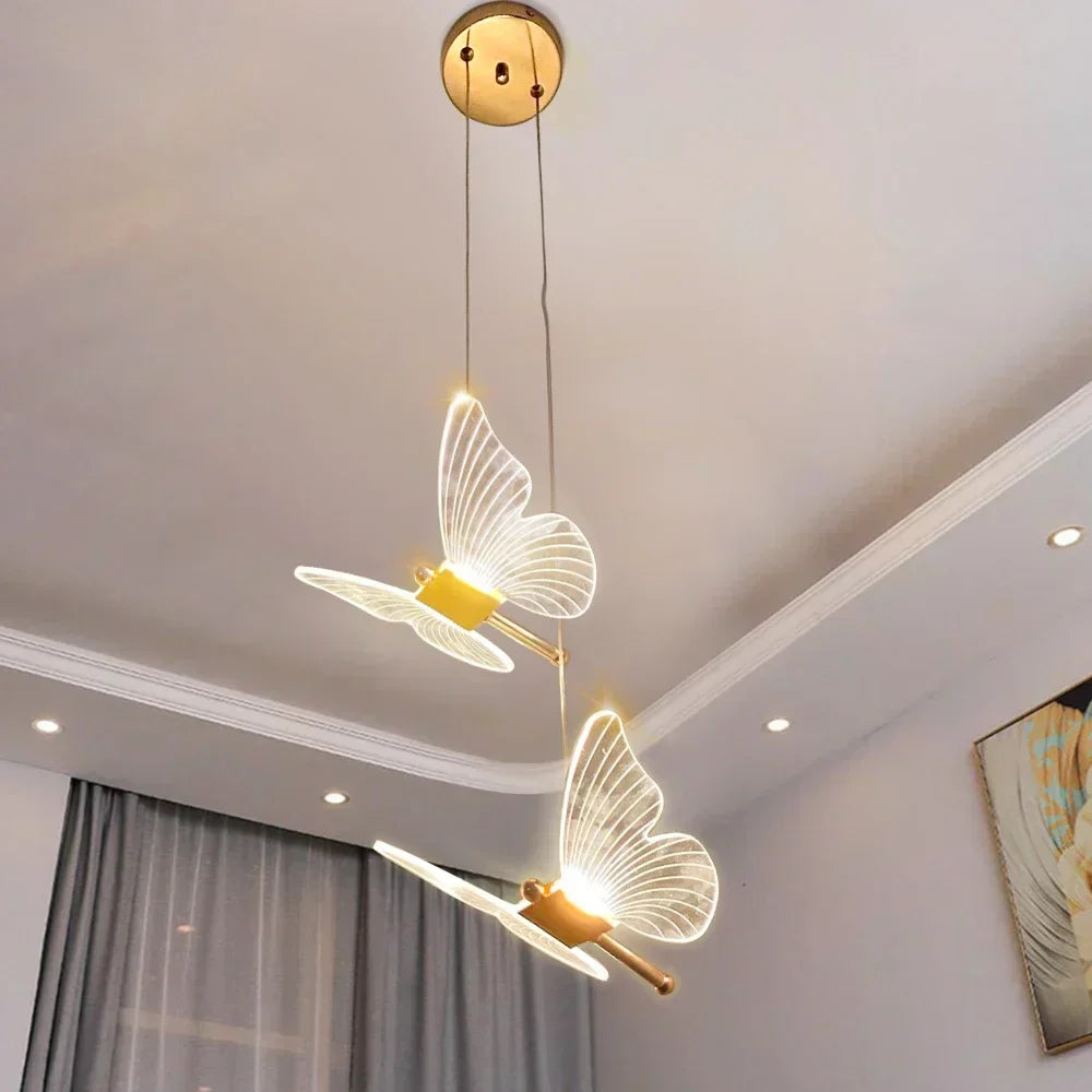LumiFly - Elegant Butterfly LED Pendant Lights Whimsical Butterfly Design with Dreamy Style | Soft Warm LED Glow Diffused Through Translucent Acrylic | Energy-Efficient Durable Lighting for Bedroom, Nursery or Cozy Corners