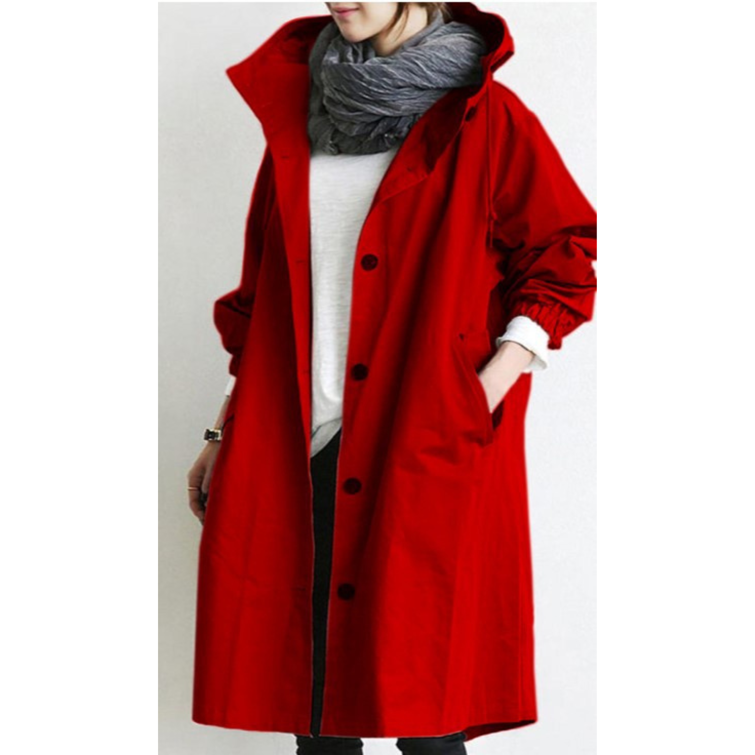 CELINE | Long Trench Coat with Hood – Stylish & Functional