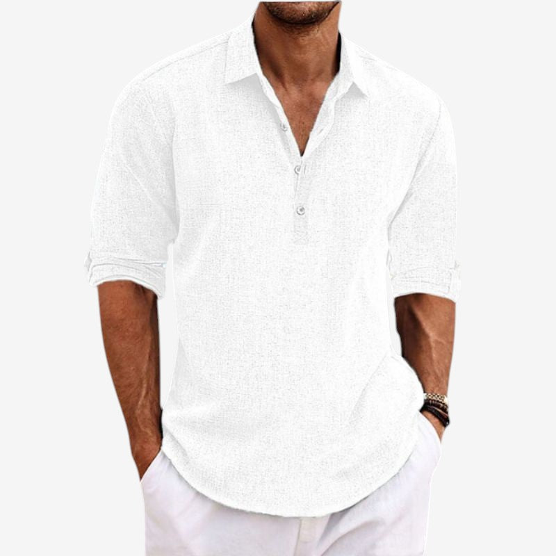 Men's Long Sleeve Button Down Shirt with Turn Down Collar