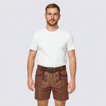 Men's Knee Patches Traditional Trachten Pants with Embroidery & Lacing for Oktoberfest
