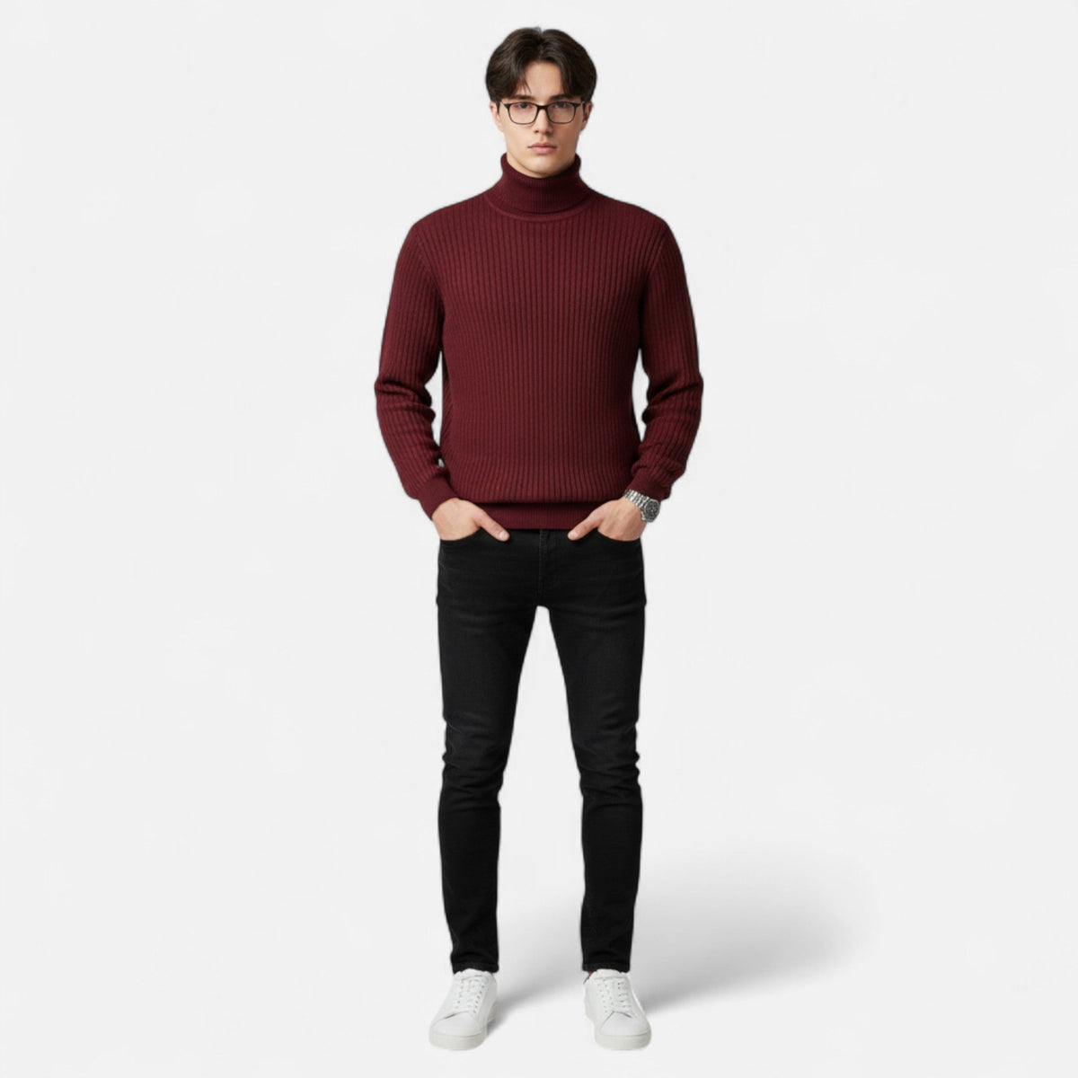 Men's Turtleneck Sweater - Minimalist Casual Style & Timeless Fit | Versatile Layering for Jacket or Coat | Everyday Smart Look