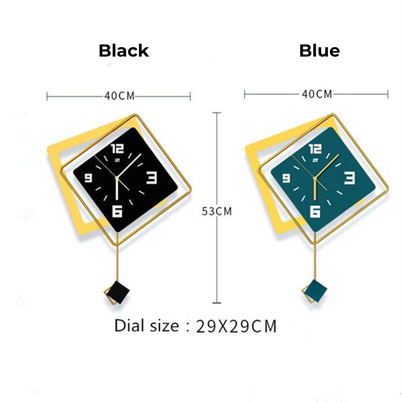 LuxeGeometry - Modern Geometric Teal and Gold Wall Clock