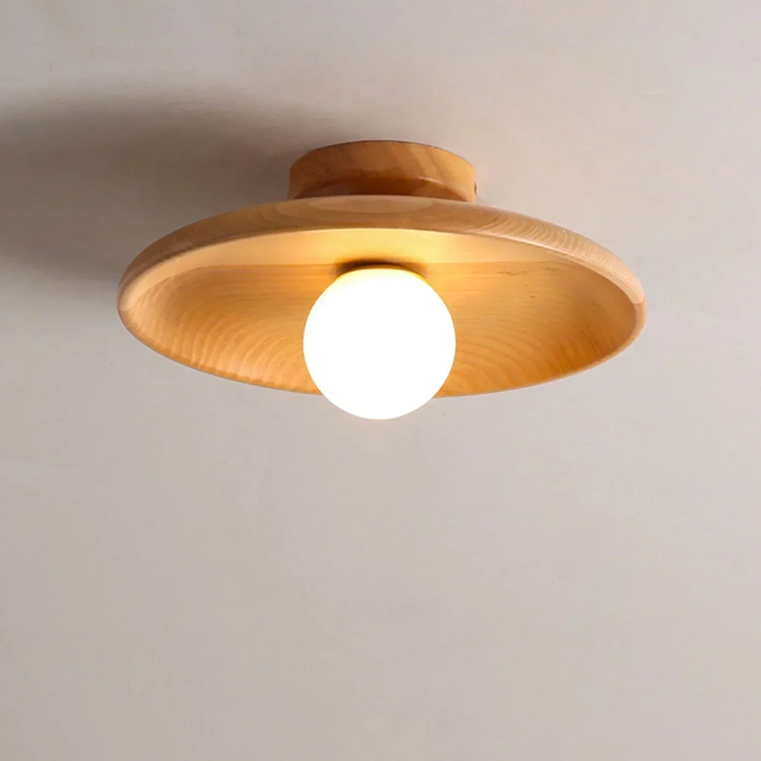 LumiSaucer – Sleek Saucer Shade with Soft Even Glow | Low-Profile Design with Central Globe Bulb | Minimalist Lighting for Bedroom or Hallway