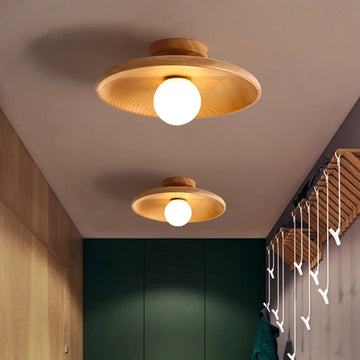 LumiSaucer – Sleek Saucer Shade with Soft Even Glow | Low-Profile Design with Central Globe Bulb | Minimalist Lighting for Bedroom or Hallway