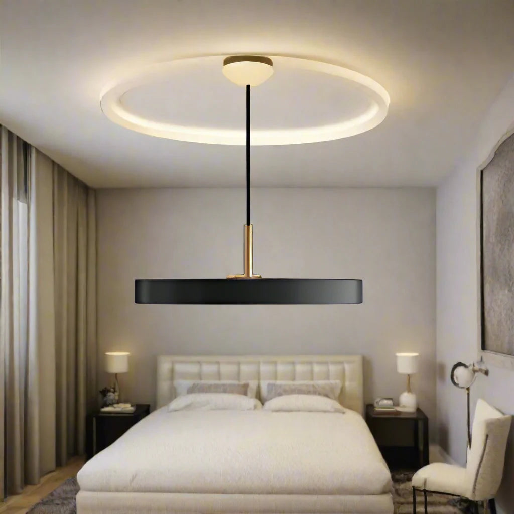 NebulaLite - Scandinavian UFO Pendant Lamp Modern Minimalist Ceiling Light | Sleek Matte Metal Finish with Ambient Glow | Versatile Accent for Kitchen, Dining, Living Room, or Office