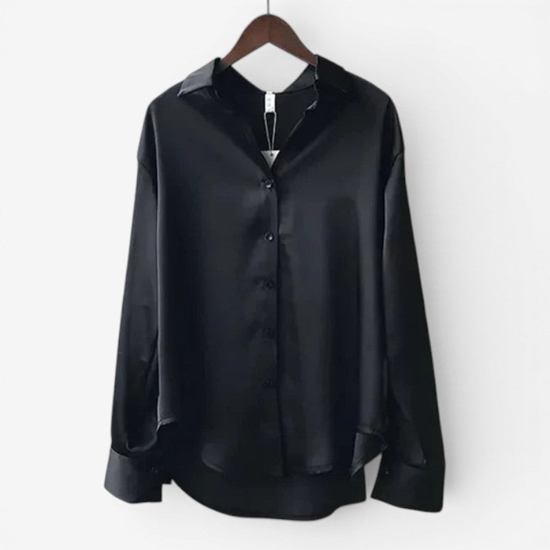 Women’s Button-Front Satin Blouse