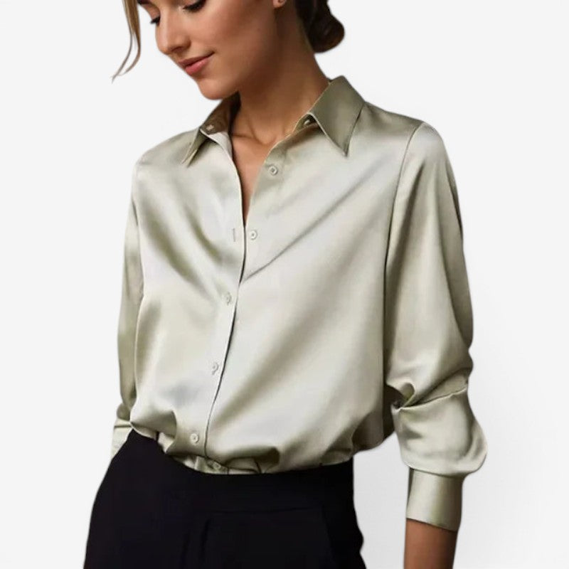 Women’s Button-Front Satin Blouse