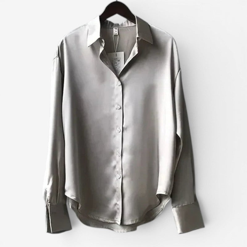 Women’s Button-Front Satin Blouse