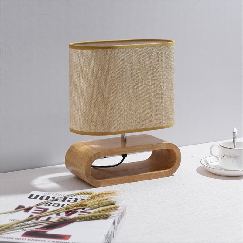 ZenGlow - Minimalist Fabric Shade with Warm Cozy Glow | Wooden Cutout Base in Neutral Tones | Elegant Accent for Bedside, Desk or Living Room