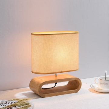 ZenGlow - Minimalist Fabric Shade with Warm Cozy Glow | Wooden Cutout Base in Neutral Tones | Elegant Accent for Bedside, Desk or Living Room