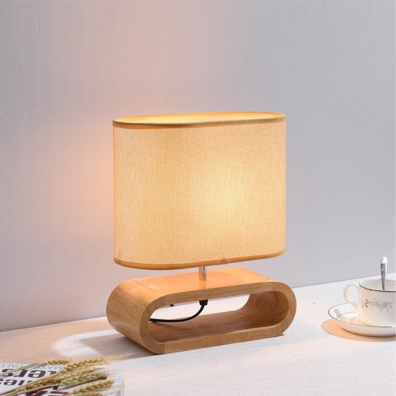 ZenGlow - Minimalist Fabric Shade with Warm Cozy Glow | Wooden Cutout Base in Neutral Tones | Elegant Accent for Bedside, Desk or Living Room