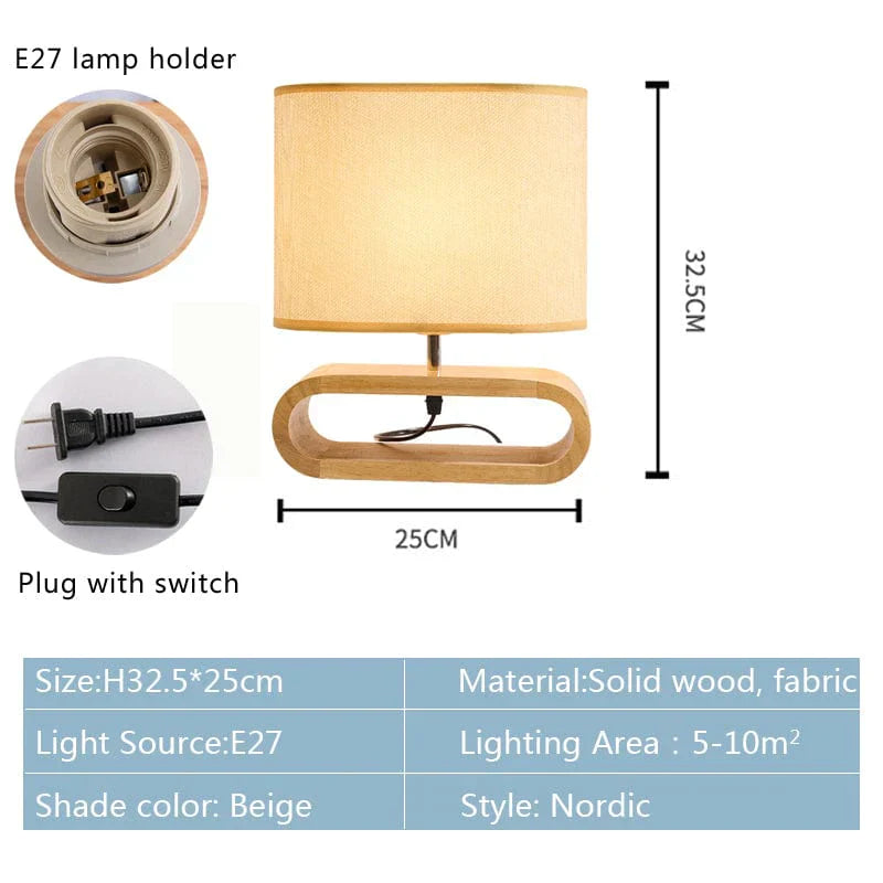 ZenGlow - Minimalist Fabric Shade with Warm Cozy Glow | Wooden Cutout Base in Neutral Tones | Elegant Accent for Bedside, Desk or Living Room