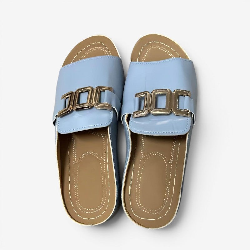 Wedge Heeled Sandals with Decorative Buckle