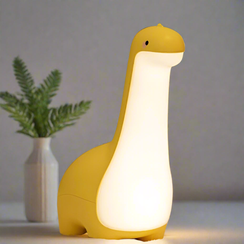 DinoGlow - Adorable Dinosaur Night Light Cute Dinosaur Shape with Soft Warm Glow | Kid-Safe BPA-Free Materials with Portable Rechargeable Design | Cozy Bedtime Companion for Nursery, Playroom, or Travel
