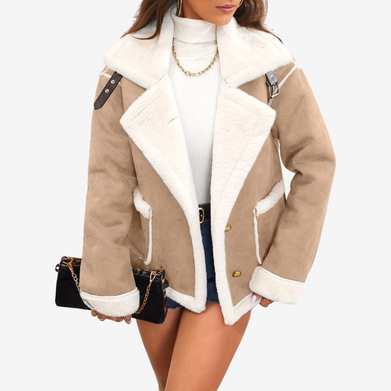 Women’s Long Sleeve Coat with Notched Collar