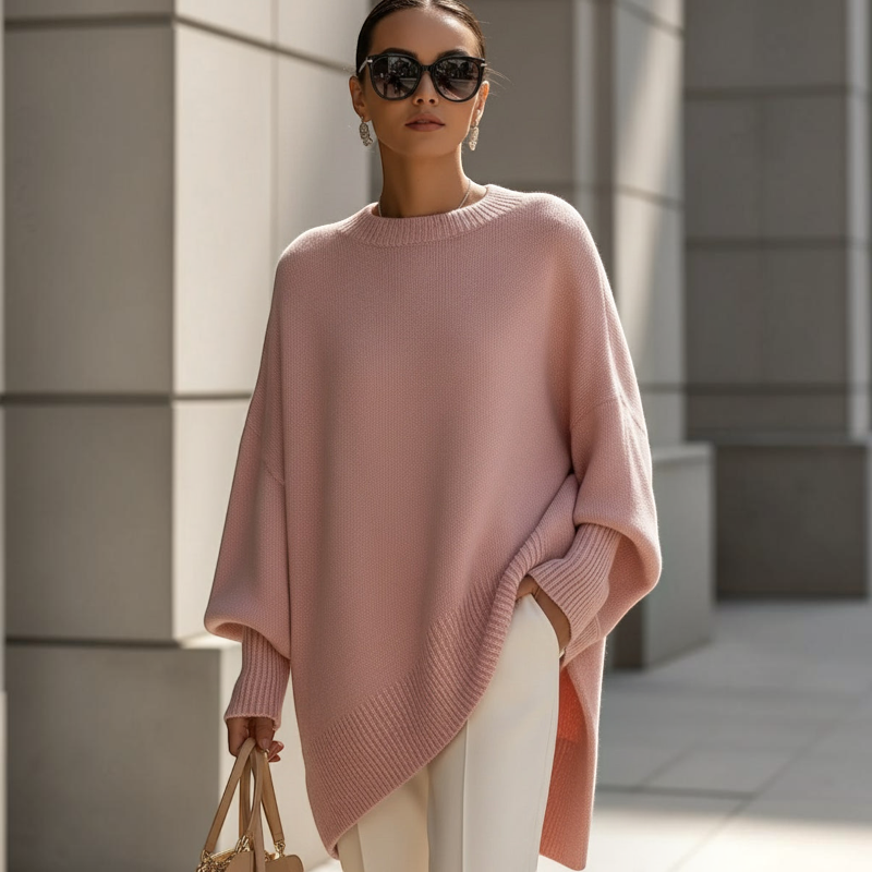 Chic Oversized Batwing Sleeve Knit Sweater for Women